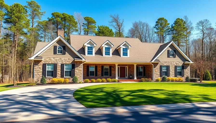 Modern house in a suburban setting on a sunny day.