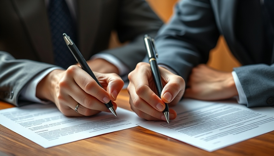 Close-up of hands signing contracts related to buying a house after bankruptcy.