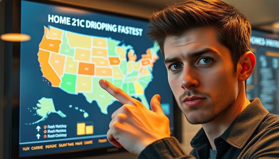 Man pointing at USA map on home prices dropping fast