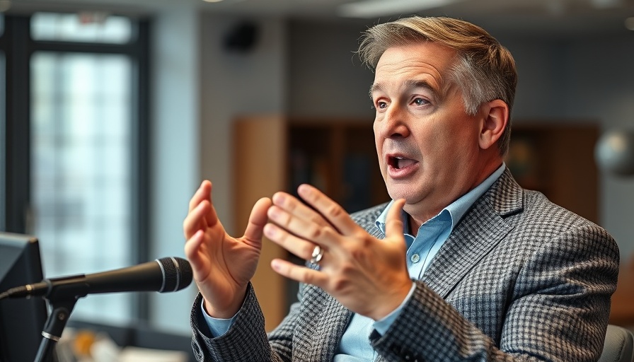 Middle-aged man explains hidden tax breaks for crypto miners in an office.