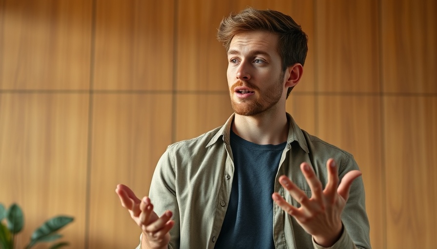 Young man discussing Mortgage Rates and Rate Cuts indoors.