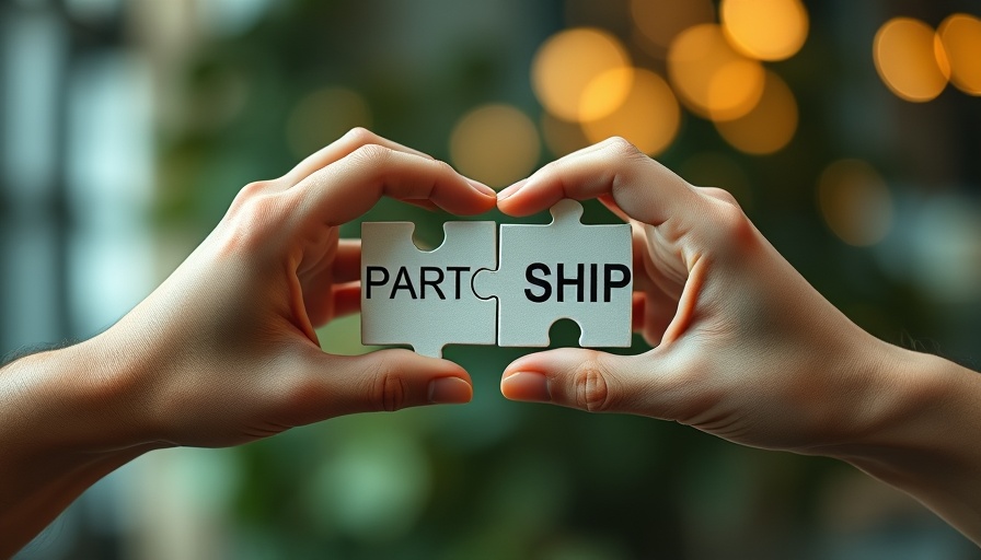 Symbolic partnership concept with puzzle pieces joining.