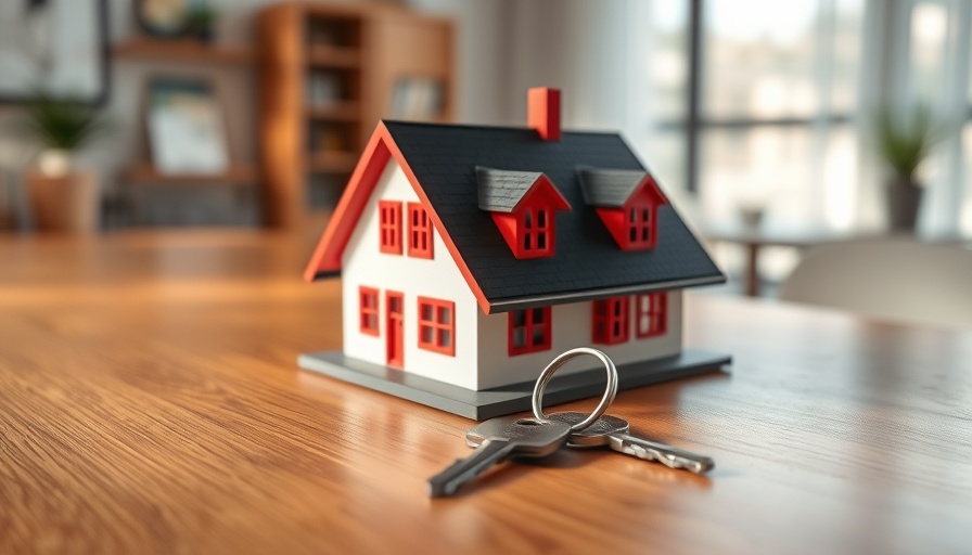 Model house and key indicating real estate contracts.