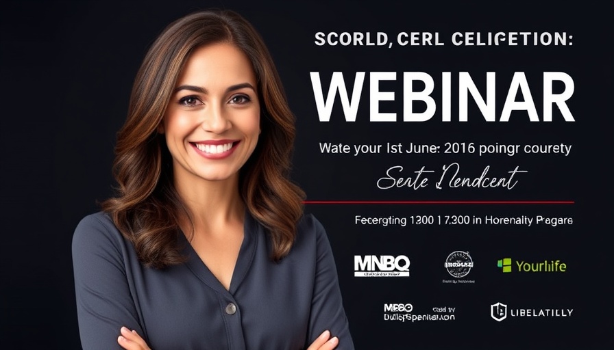 Webinar promotion with confident brunette, highlighting 'Confidence Over Commission'.