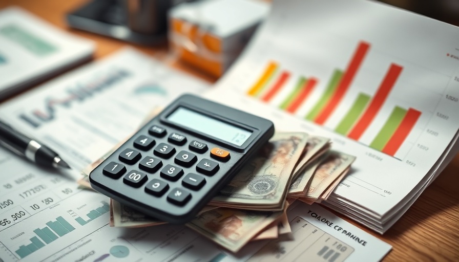 Financial chart with calculator indicating record second quarter profits.