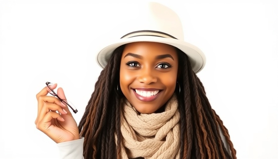Portrait of smiling woman with long dreadlocks and white outfit.