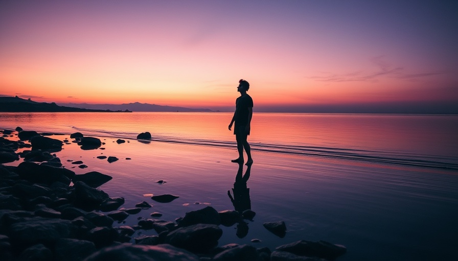 Reflective silhouette embracing twilight, overcome your past to claim your future.