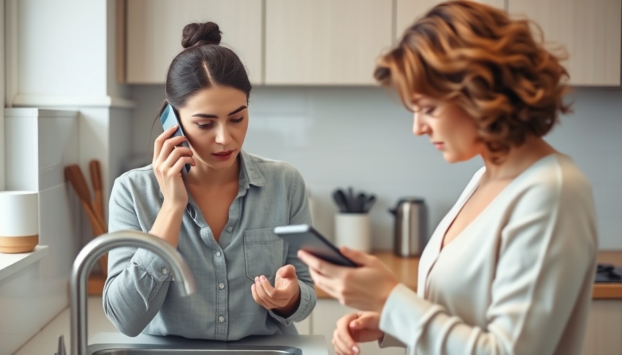 Woman addressing plumbing repair concern, absentee landlord communication.