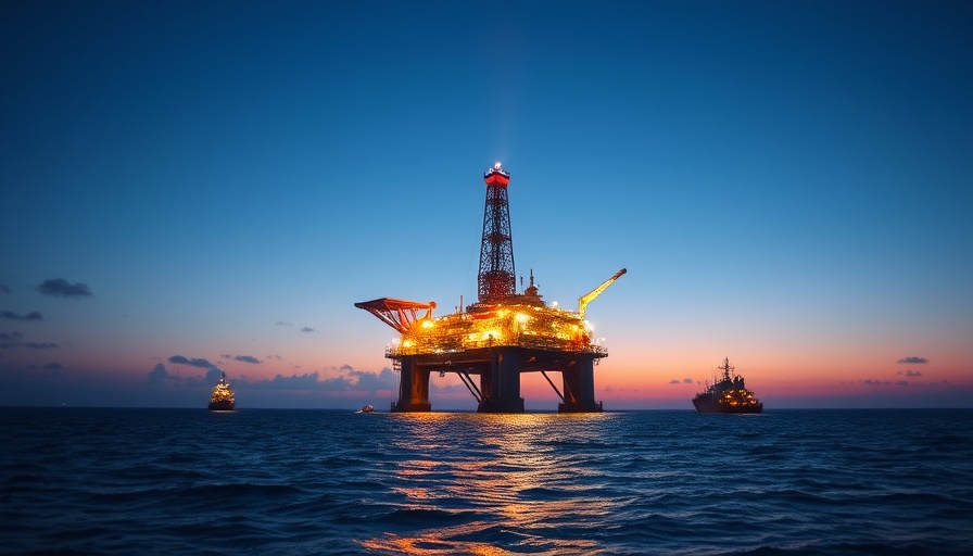 Guyana Oil Accounting Investigation: Offshore oil rig at twilight.