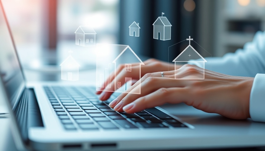 Hands typing with digital real estate icons, Stellar MLS partnership with Rayse.