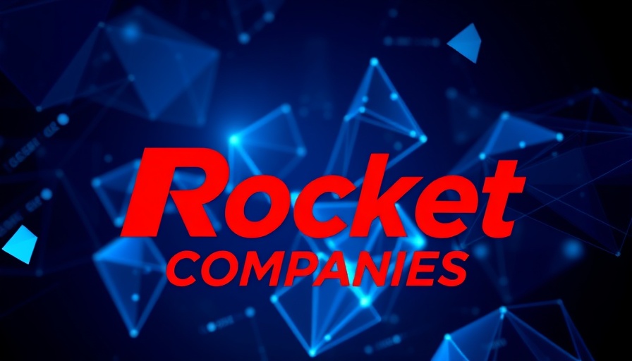 Modern corporate logo of Rocket Companies on a geometric background