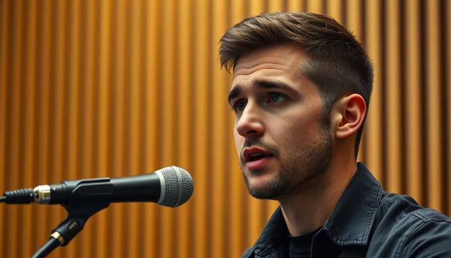 Young man speaking into a microphone, discussing real estate buying timing.