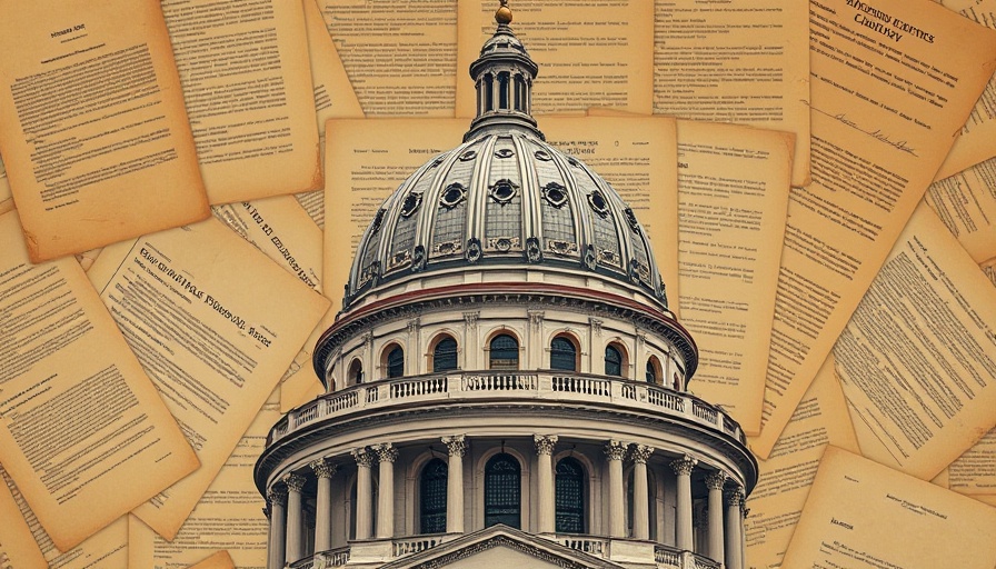 Broker Oversight Board Massachusetts: historic dome with vintage documents.