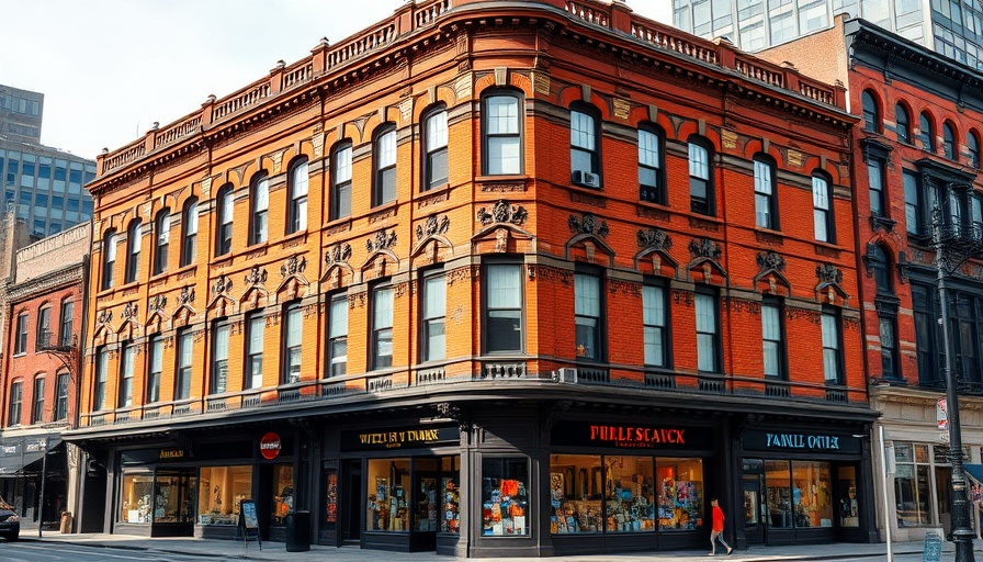 Historic red brick building on urban street, related to rent reduction during renovations.