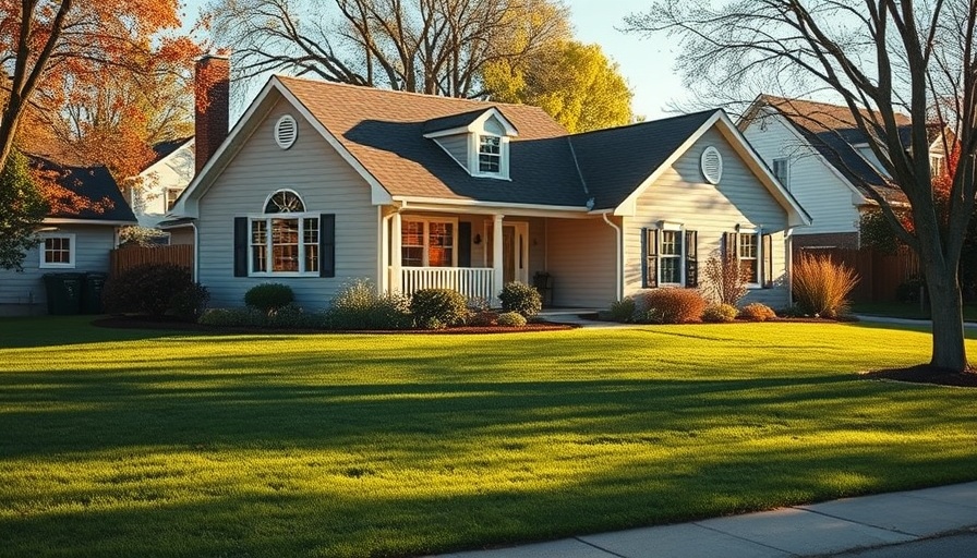 Sell House for $1: Suburban home with manicured lawn in sunlight.