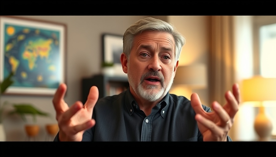 Middle-aged man explaining tax obligations on cryptocurrency in an office.