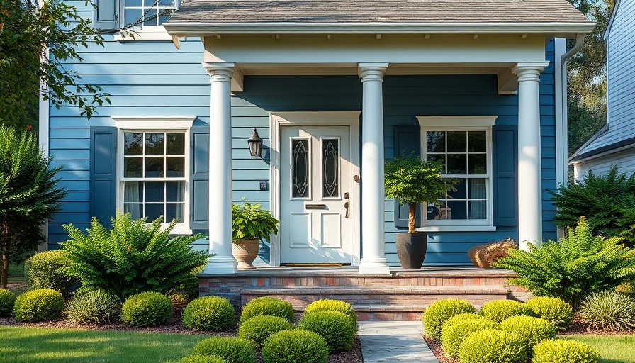 Relisting Your Home: Charming blue suburban house with landscaped front.