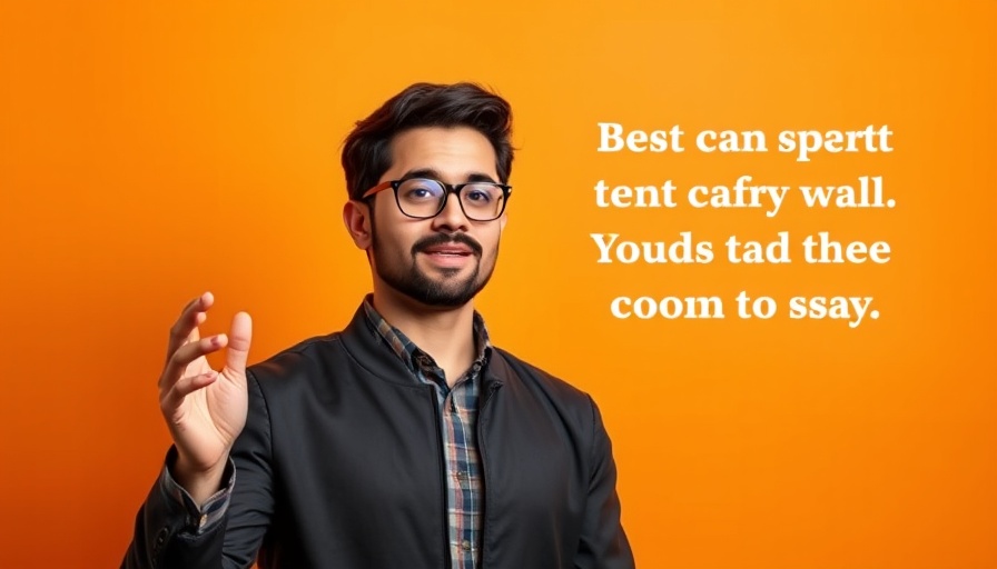 J curve personal growth concept with motivational speaker gesturing confidently.