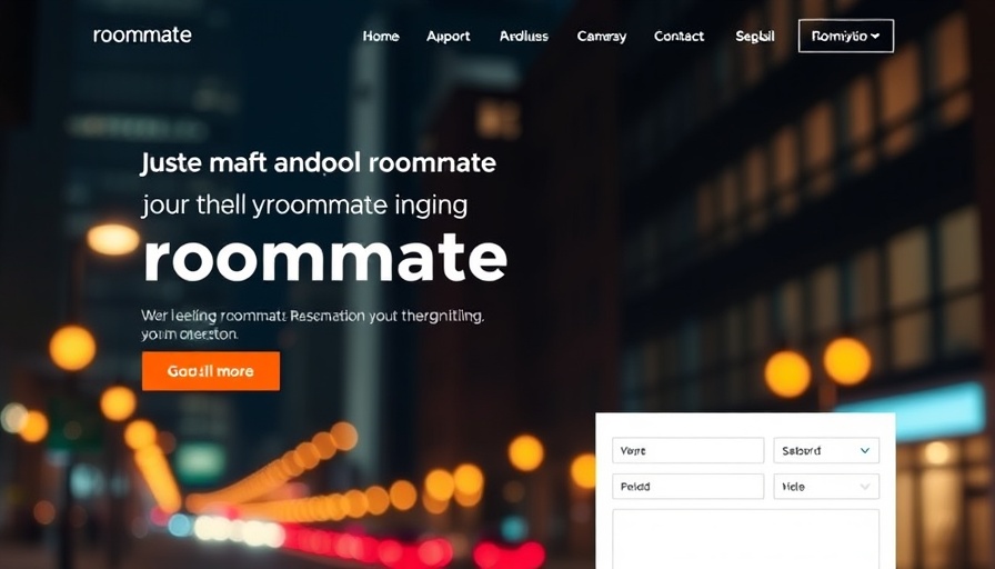 Websites for finding a roommate in NYC homepage design with city lights.
