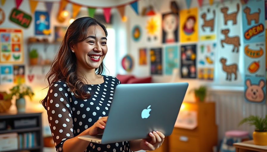 B-Roll for Realtors: Smiling woman in polka dot dress with laptop