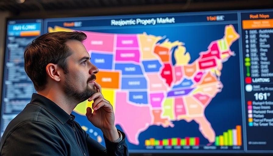 Man pondering in front of US rental property heatmap.