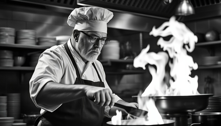 Chef skillfully elevating Jamaican cuisine in kitchen atmosphere.