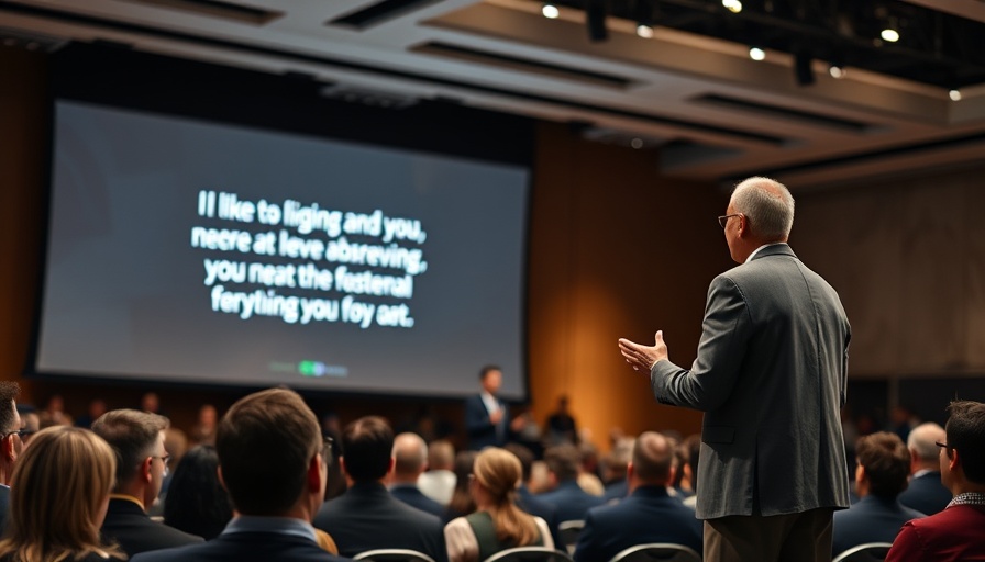 Engaging speaker presenting on stage about social media opportunities for realtors.