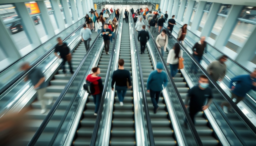 Blurred commuters on escalators symbolizing increased tax revenues 2024.