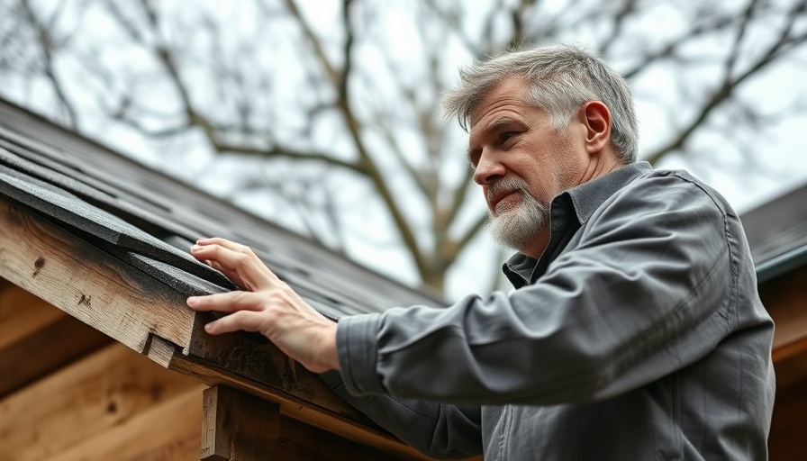 Middle-aged man inspecting roof damage for home inspection red flags.