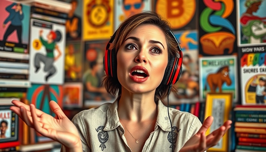 Woman discussing video content optimization strategies in a colorful setting