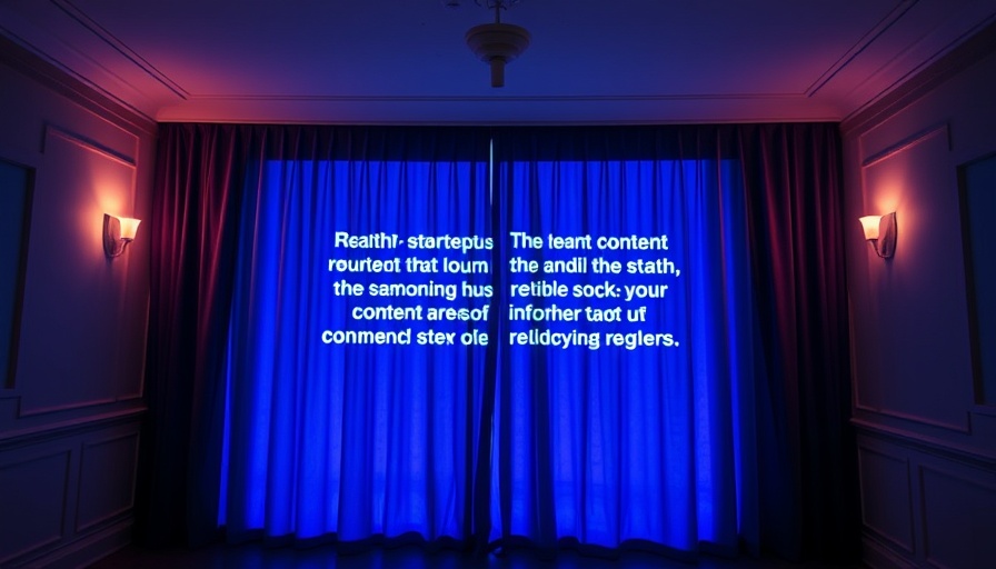 Content creation strategies text on blue curtain in dim room.
