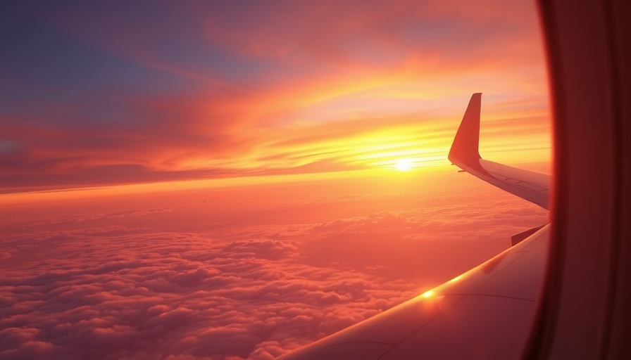 Sunrise view from airplane during speaking engagements across the country.