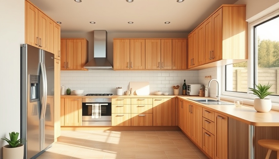 Cost of living kitchen with light wood cabinets and tiled floor.