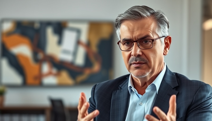 Businessman discusses benefits of separate bank account for business, office setting.