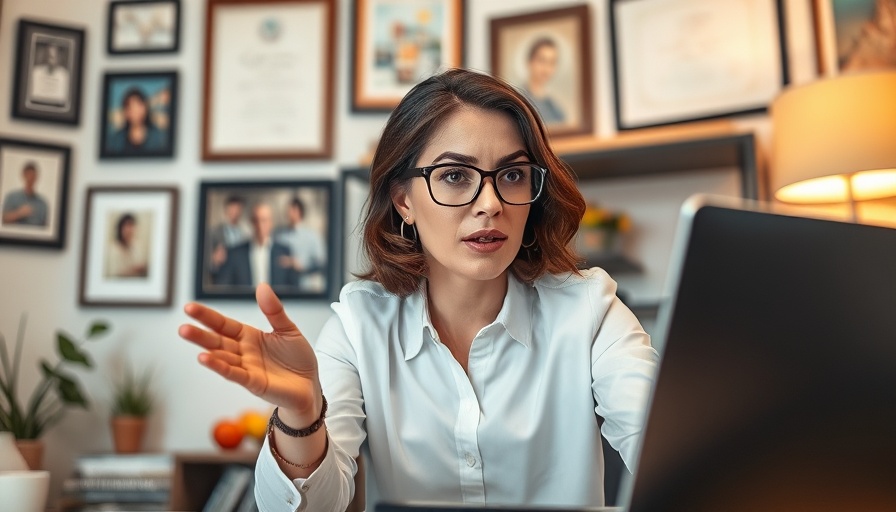 Woman in home office discussing real estate video marketing.