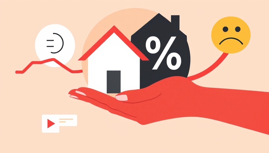 Illustration of mortgage rate increase with symbolic imagery.