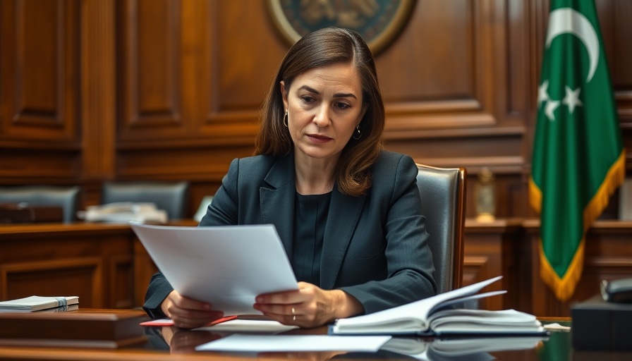 Juliet Holness focused in speaker's chair with documents