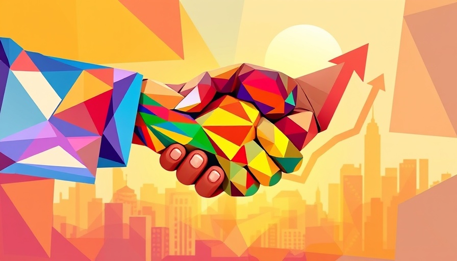 Vibrant handshake illustration representing Compass acquisition of Anywhere Real Estate.