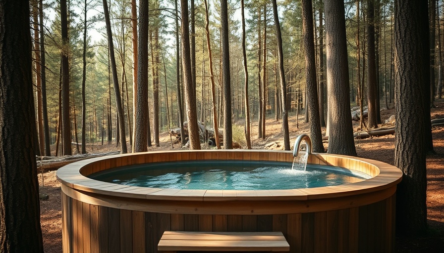 Rustic wooden hot tub addition in a forest, Airbnb addition.
