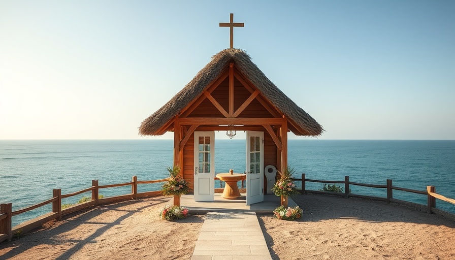 Charming seaside wedding chapel at Sandals Resort.