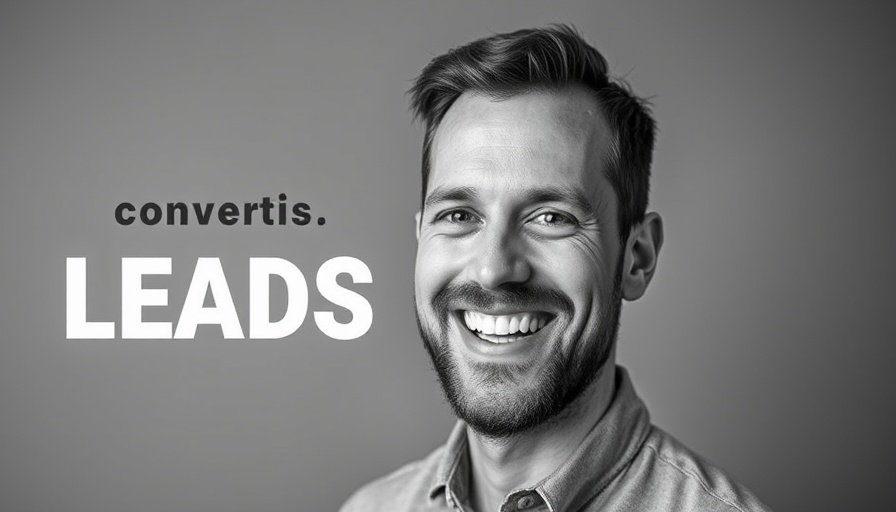 Portrait of a smiling man with text on converting leads, real estate marketing.