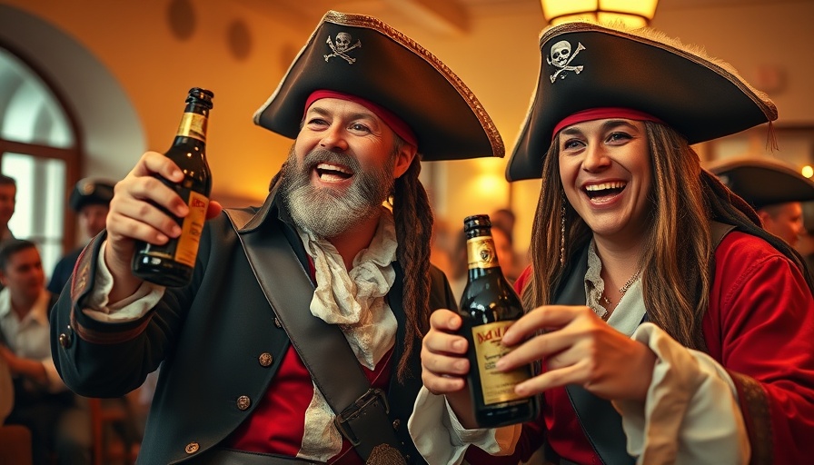 Kingston Pirates Week celebration with costumed pirates celebrating.