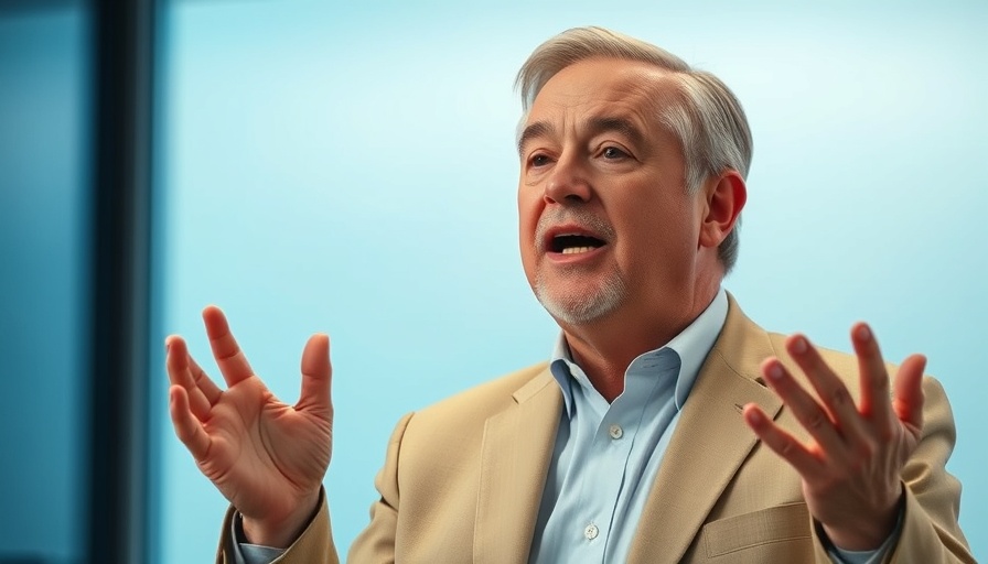 Middle-aged man explaining living trust benefits passionately on a podcast.