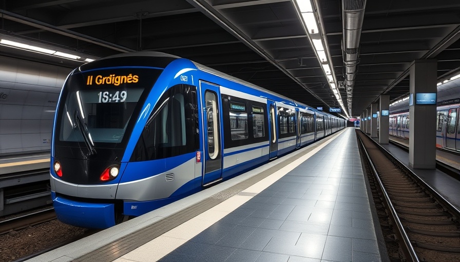 Modern train in Miami underground station, stationery and idle