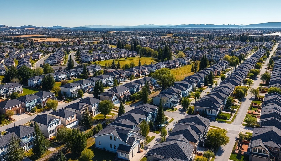 Aerial view of suburban neighborhood amid housing inventory growth slowdown.