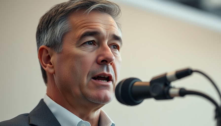 Middle-aged man discusses estate planning using a microphone.