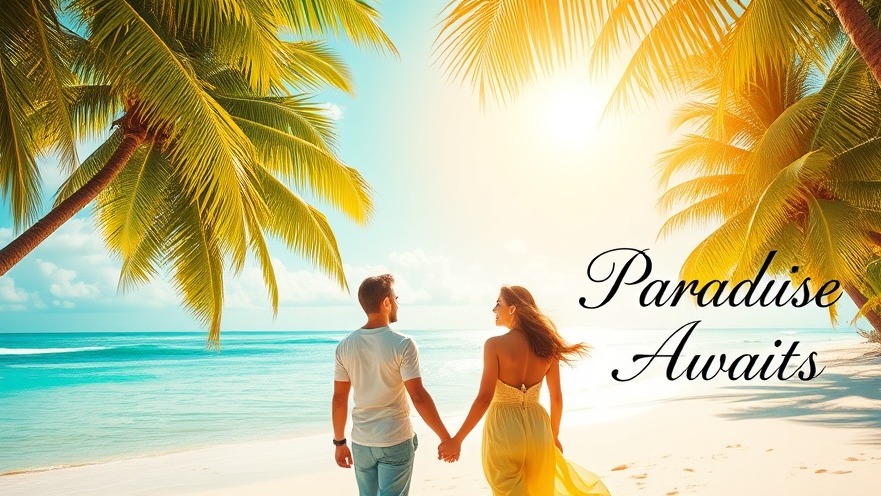 Caribbean living at its best: a joyful couple on a serene beach, paradise awaits.
