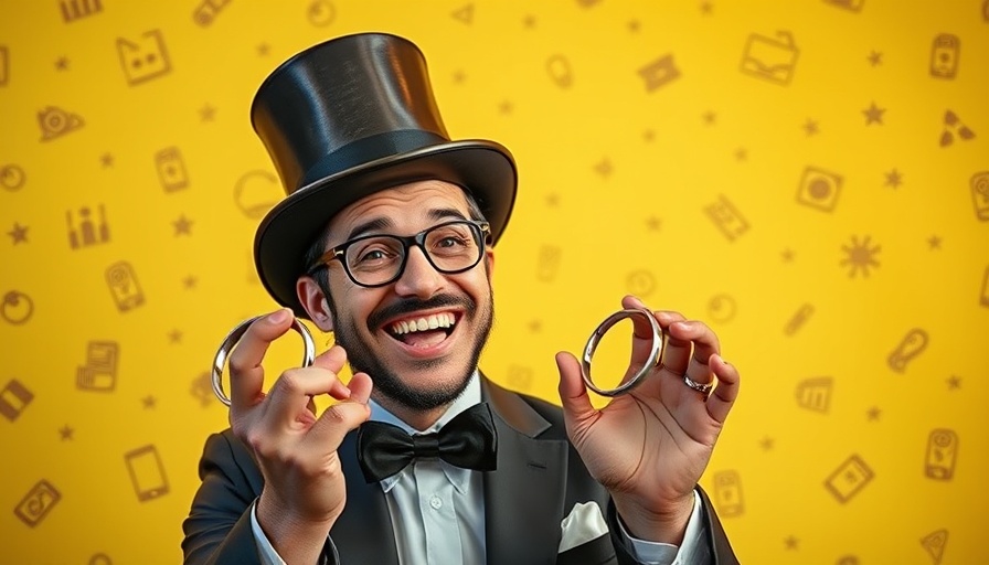 The Great Decoupling of Clicks and Impressions presentation with man in top hat.