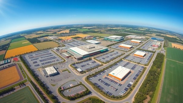 Aerial view of Lowe's retail complex in New Jersey with greenery