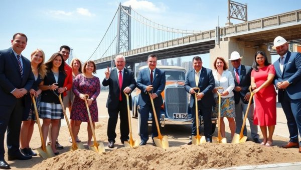 1888 Studios Bayonne groundbreaking ceremony with group in formal wear.